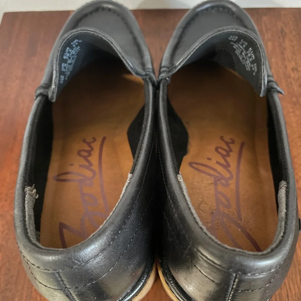 Zodiac‎ Dorit Black Leather Platform Loafer Chunky Slip On Loafer Women's 8